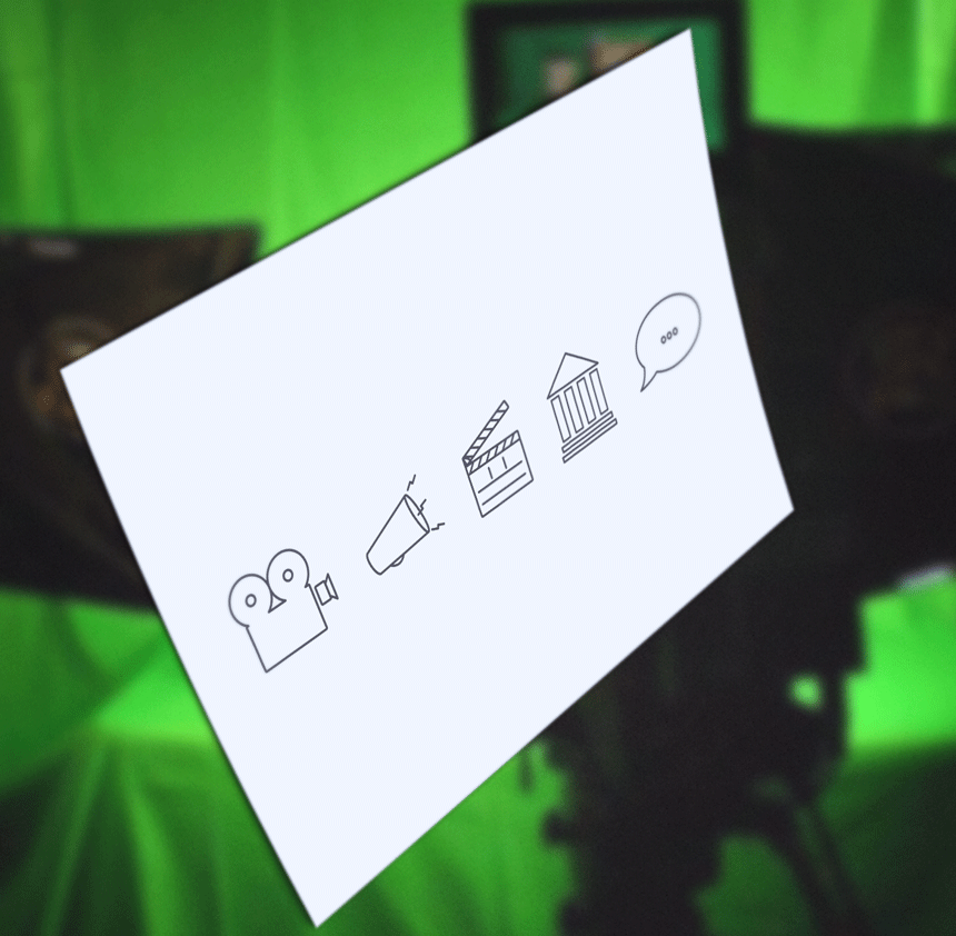 filmming deutch icon set croma green screen camera claqueta
