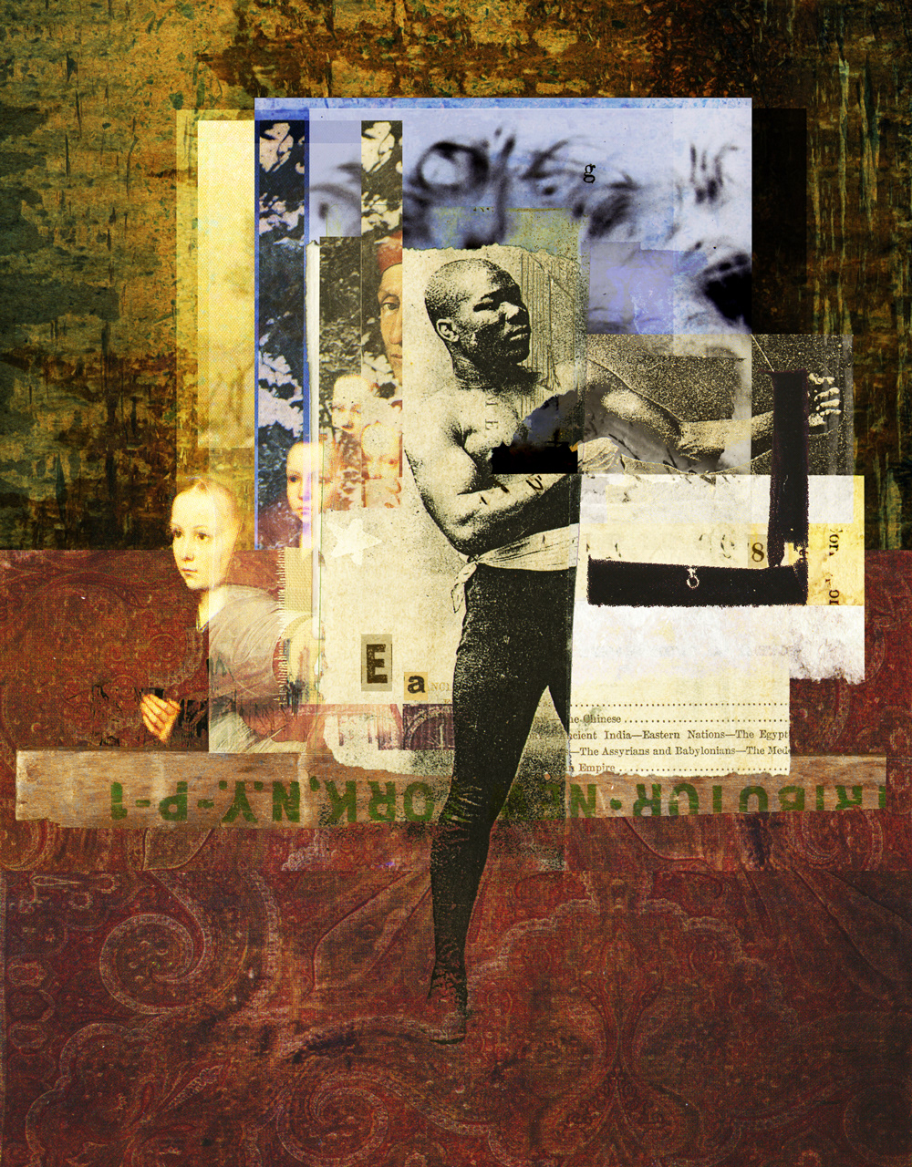 Adobe Portfolio collage mixed media Assemblage texture hand crafted people figure sports baseball religious angel wings Tree  editorial business Roberto Clemente Brooks Robinson Josh Gibson negro leagues healthcare banking Tim O'Brien time-life Utne Reader lets live magazine Wake Forest University Indianapolis Monthly fine art