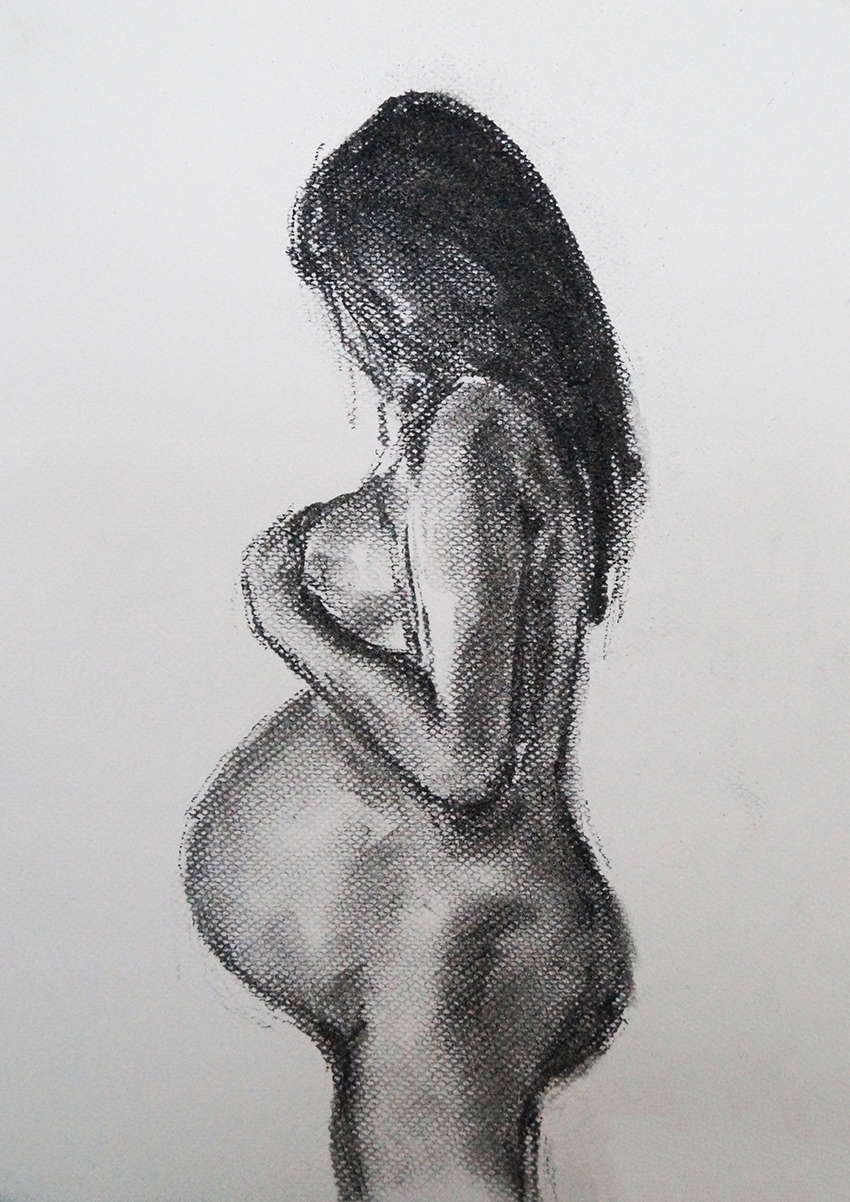 Drawing  charcoal sketch Practice black & white