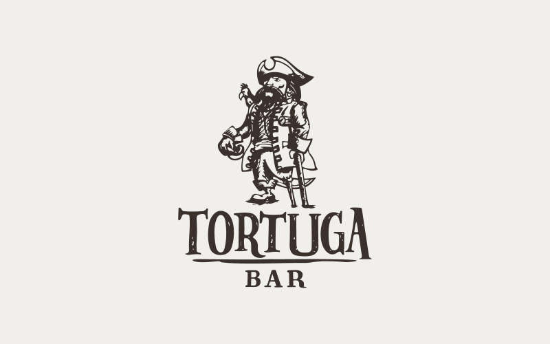 pirat  tortuga bar logo identity cafe Rum wood wine