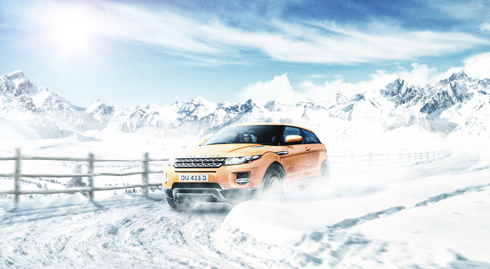 winter  Snow  Car  range rover dominik laurysiewicz  fen1x Photo Manipulation  retouche Post Production step by step