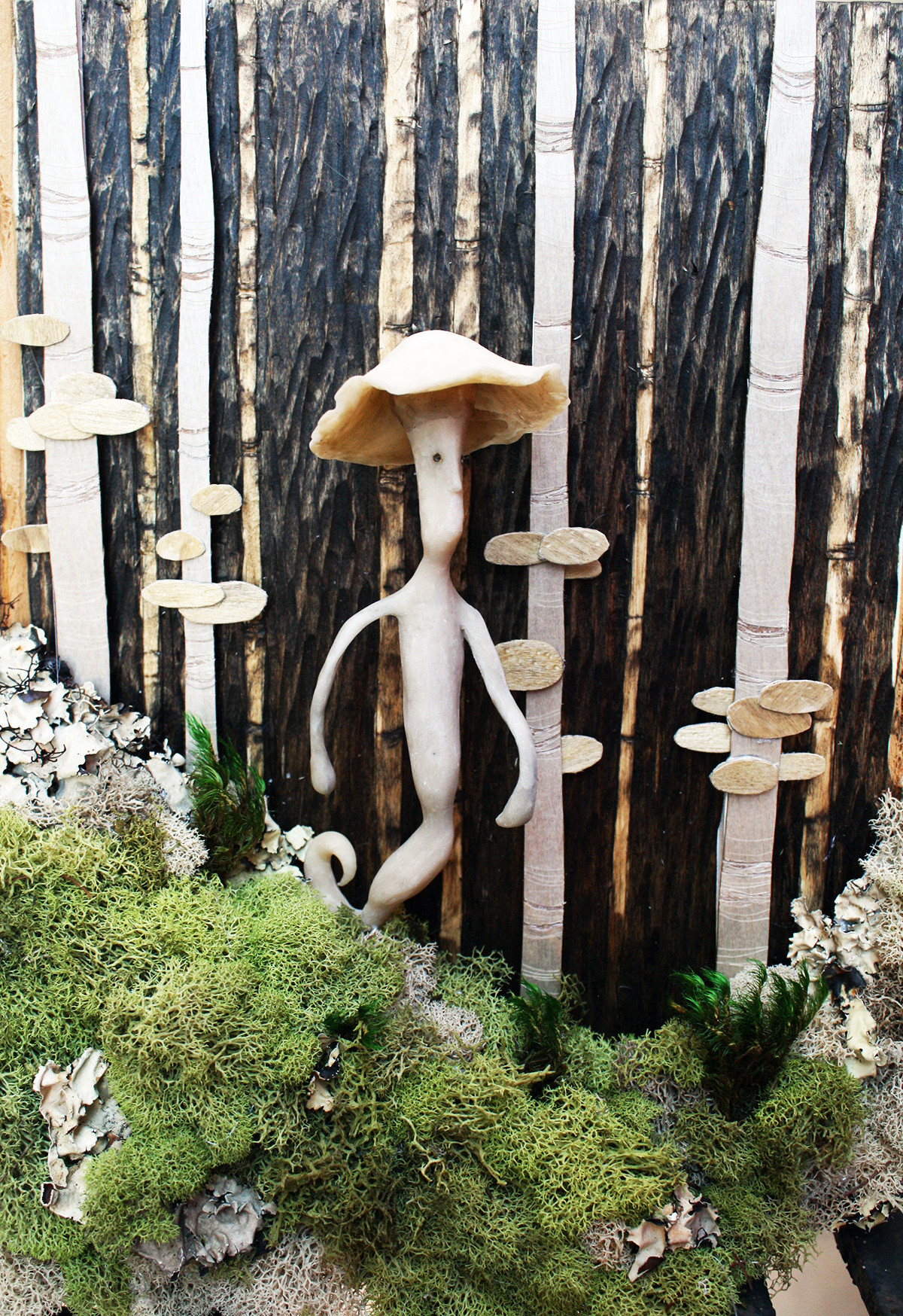 Diorama mushroom spirit fungus spore pandora's box famine sculpture Miniature