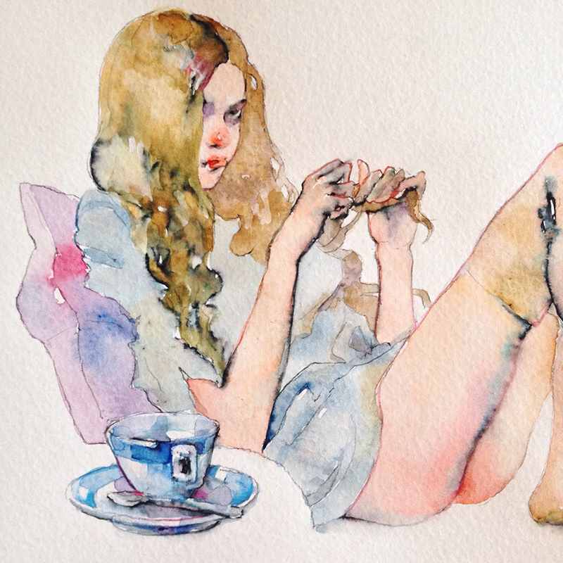 watercolor watercolour painting   graphic graphic design  lolita moleskine ILLUSTRATION  art girls