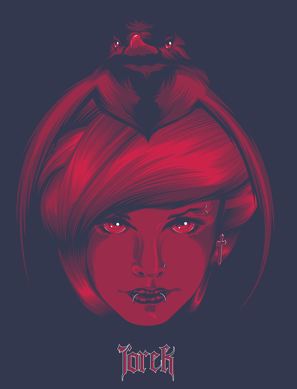 torek vector digital  crow  dark  WOMAN  art  Illustration