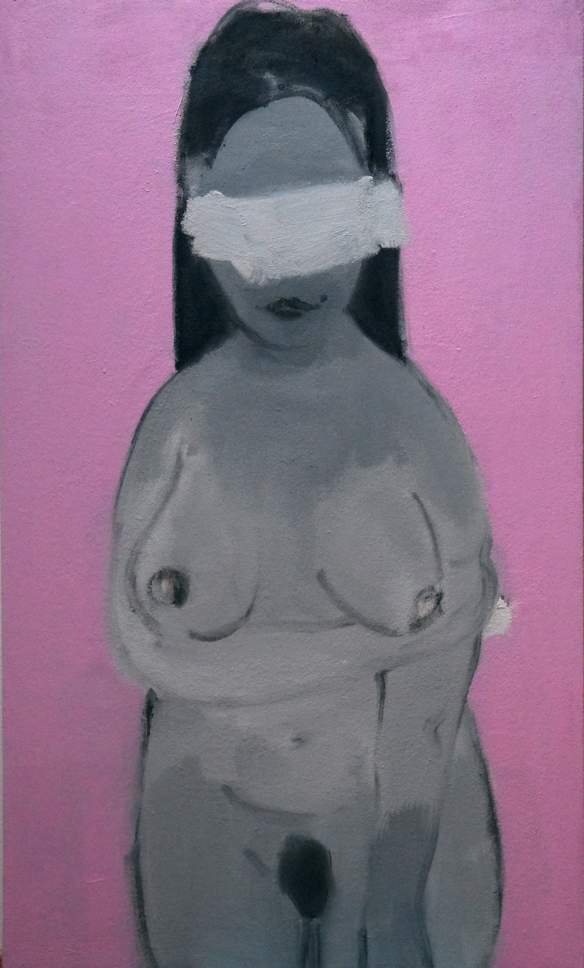 nude woman blind back and white figurative art