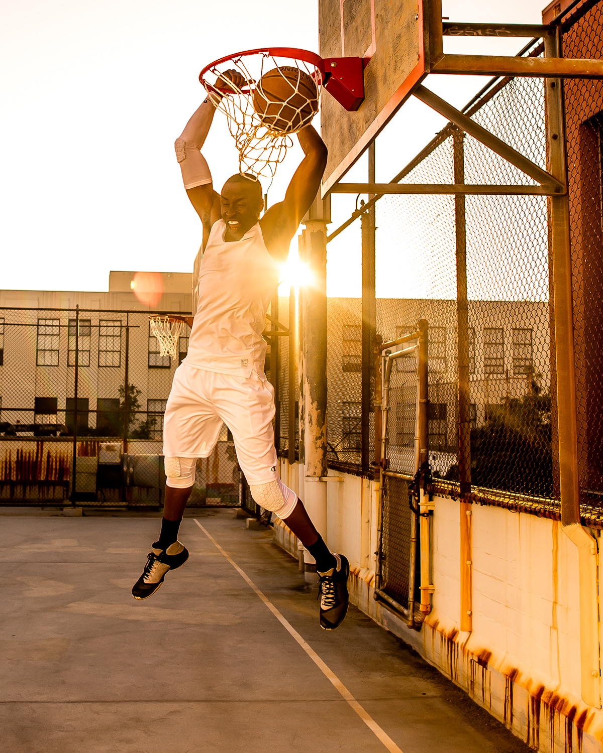 basketball NBA Cousins Street sport sports action Los Angeles roof sunset sweat Outdoor court