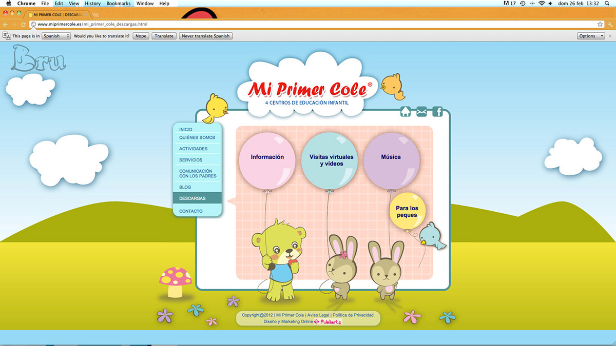 children Website little bear cute character daycare birds