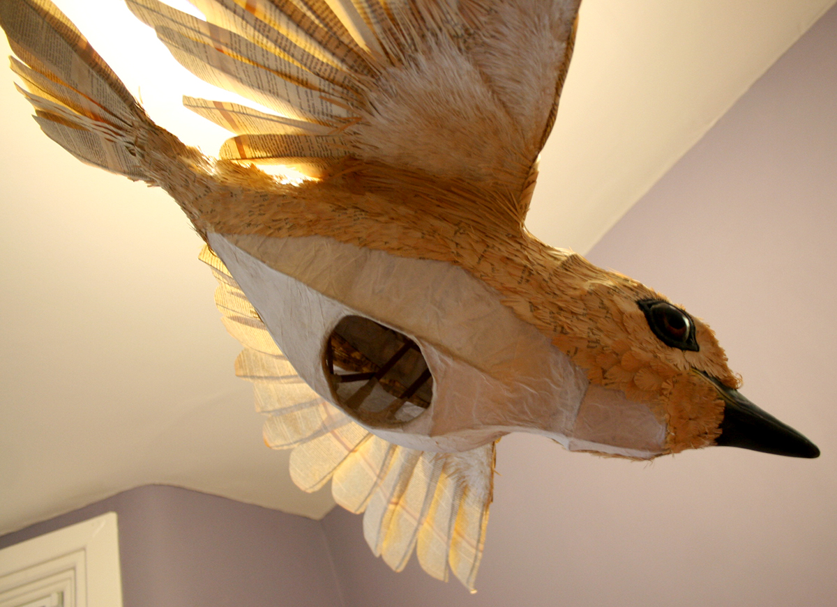 bird paper craft 3D lantern model handmade old Beautiful wing light design