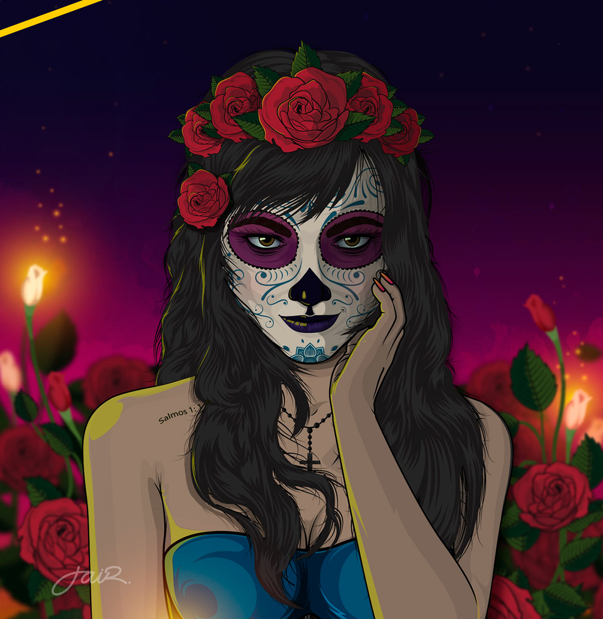 catrina death Mexican mexico Roses woman girl Carnival de los muertos dia.