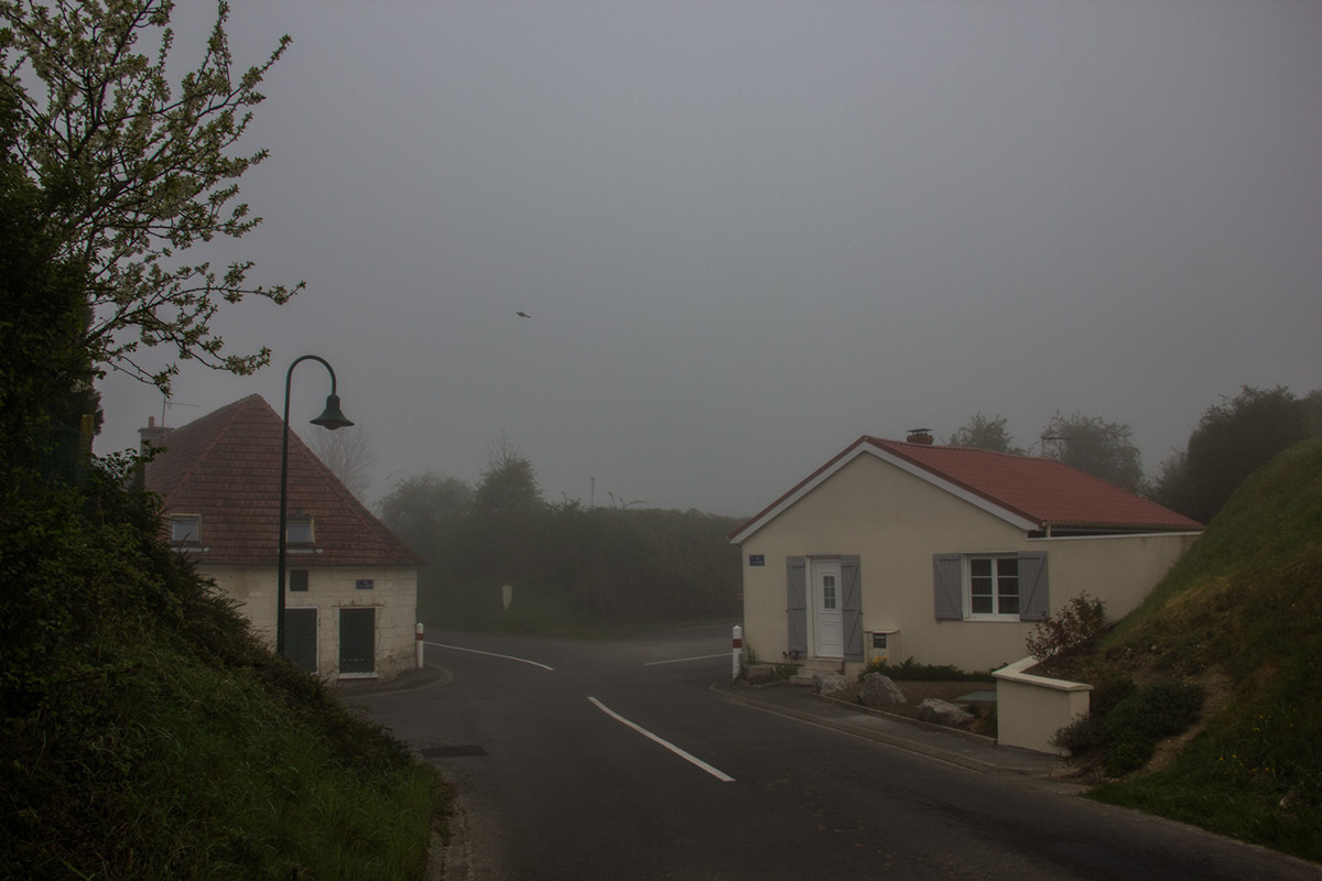 Landscape fog streetscenes ecoivres village Documentary  peaceful quiet lonely fields Homes