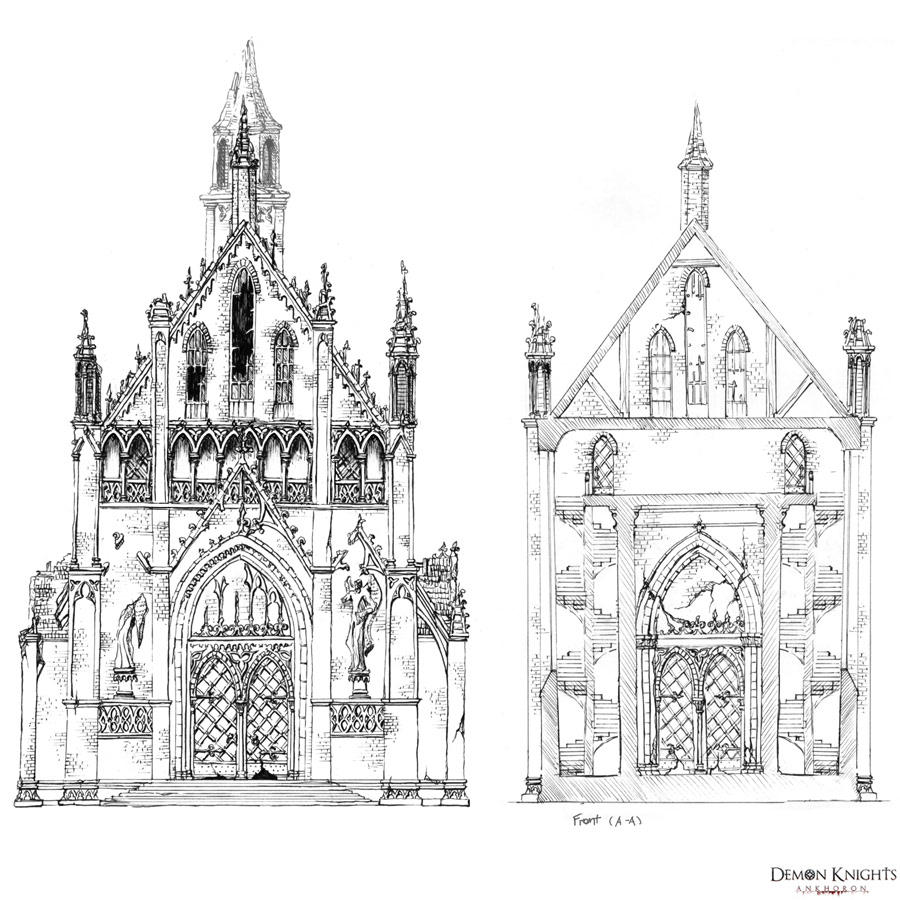 grimdream conceptart gameart gothic medieval handdrawn design architecture game concept