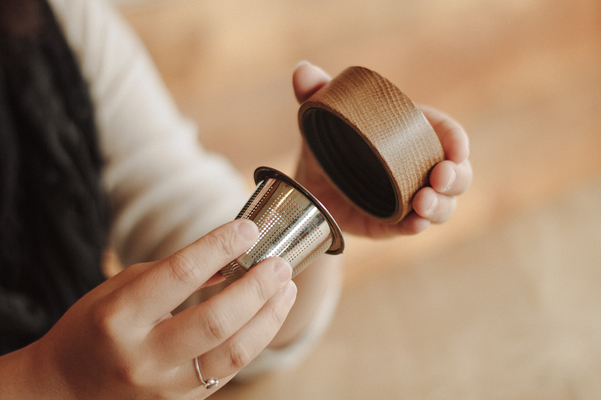 Adobe Portfolio loose leaf tea tea brewing Infuser Coffee Mug  glass cup wood fabric vessel