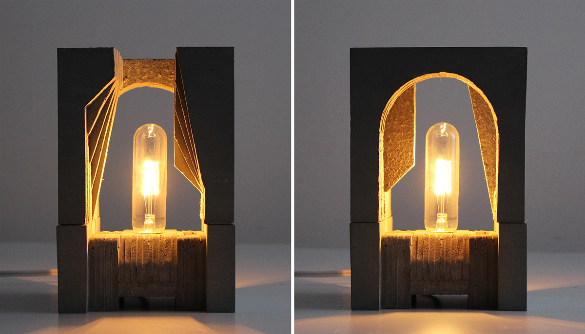 Lamp concrete sculpture light architectural Unique design designer japanese Brutalist