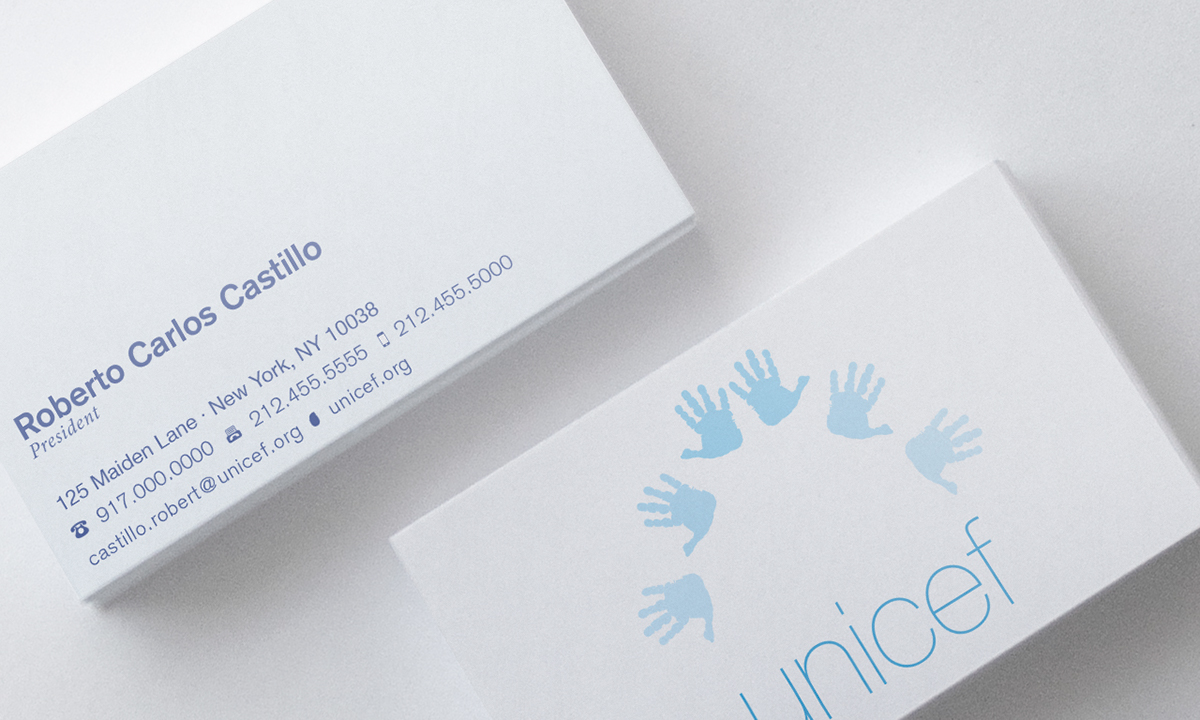 type project Rebrand rebranding branding project stationary envelopes letterhead cards business card unicef non profit children help Humanitarian kit