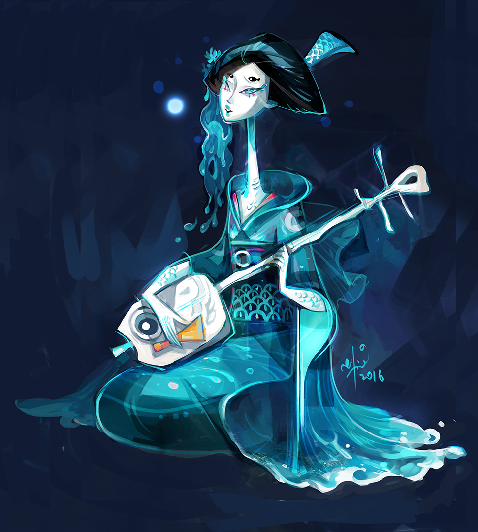 geisha water underwater fish bone blue fantasy Magic   japan music