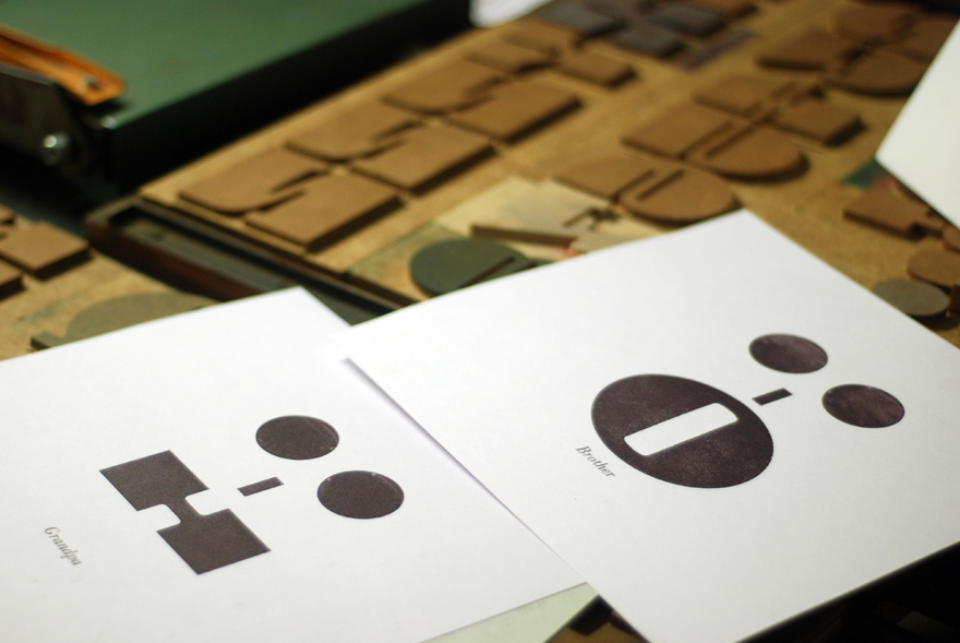 emoticons book letterpress binding handmade family Album wood type Lead Type