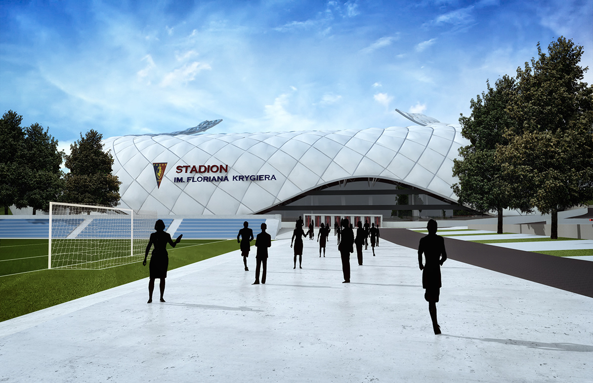 football stadium Stettin architecture design 3D rendering model organic