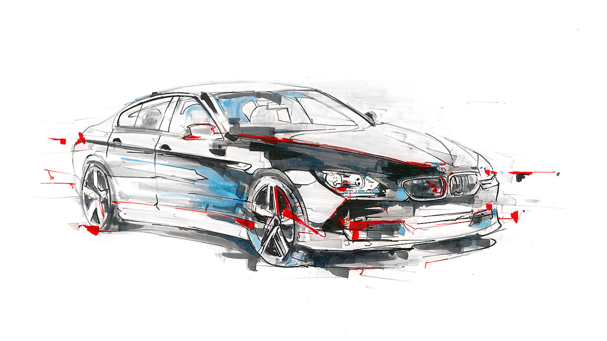 alexis Marcou Mutabor tombow BMW futuristic stand car design copic markers derwent pencils wacom automotive  