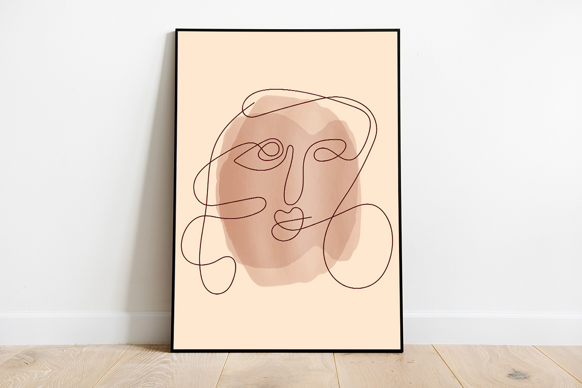 abstract adobe illustrator continuous line Digital Art  Drawing  face minimal one line portrait vector