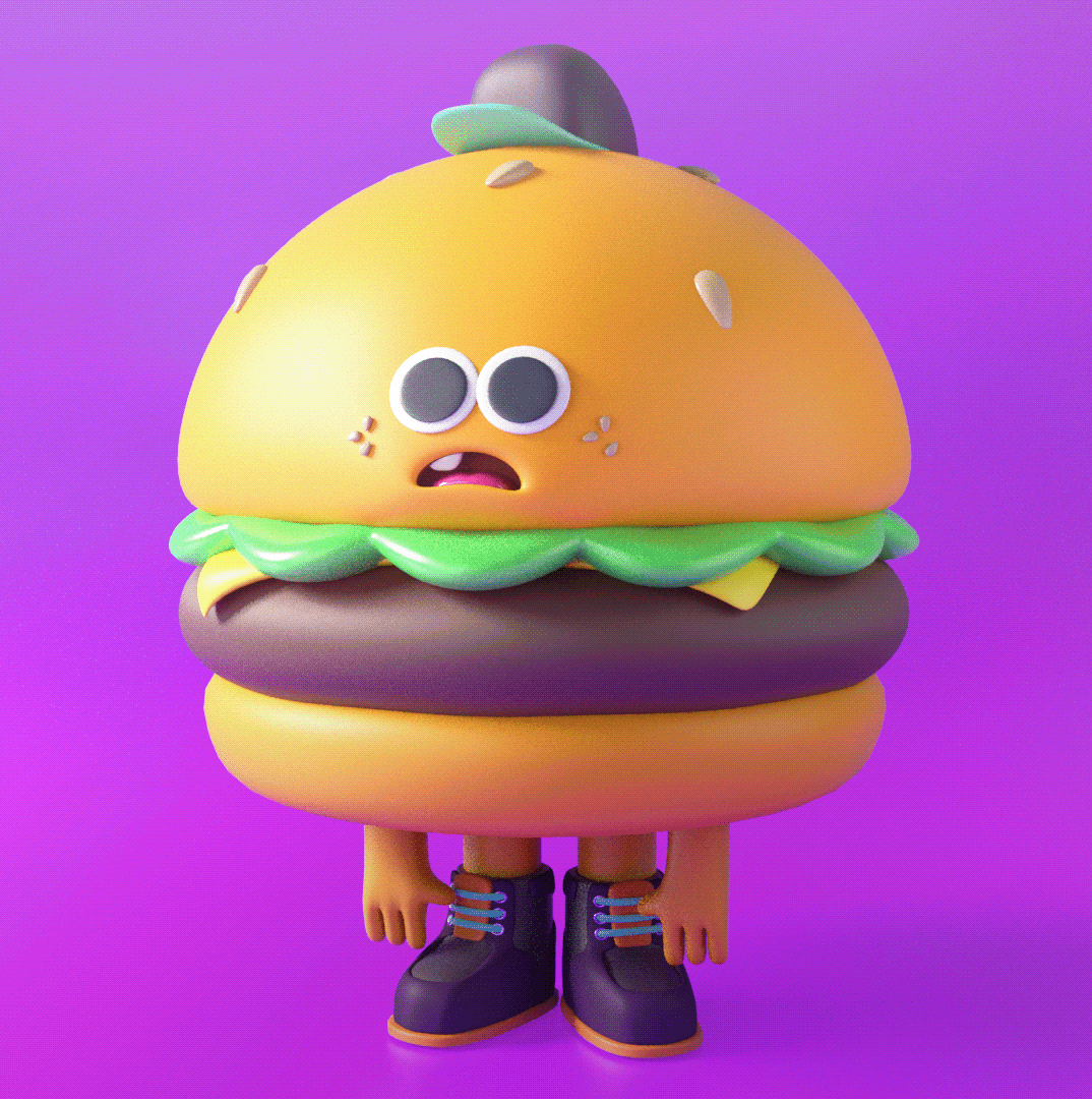 3D burger diseño de personaje Hamburguesa ILLUSTRATION  ilustracion melted melteddude personaje