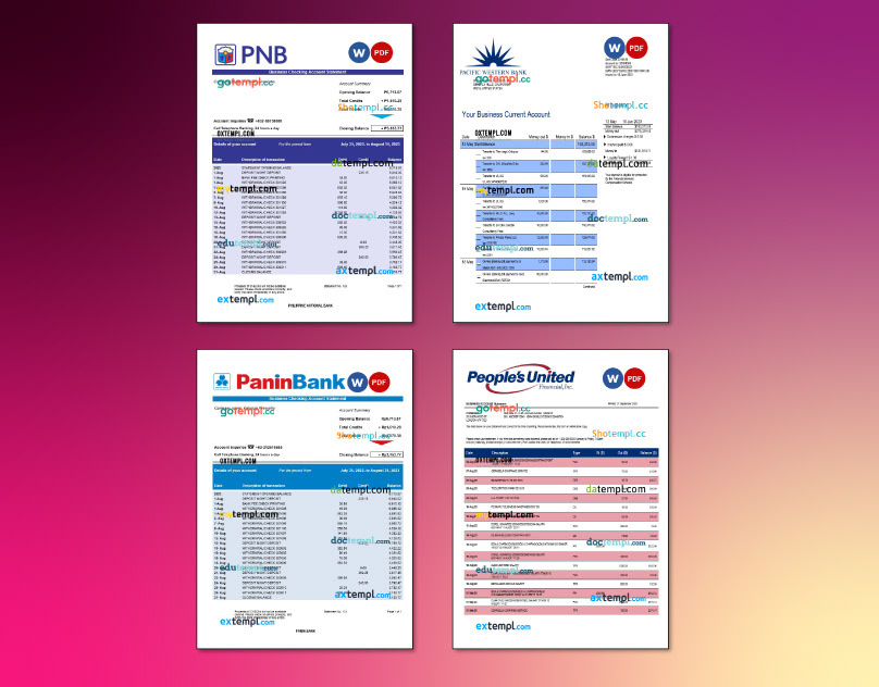 Philippine panin business Bank statement template example Pacwest People's United