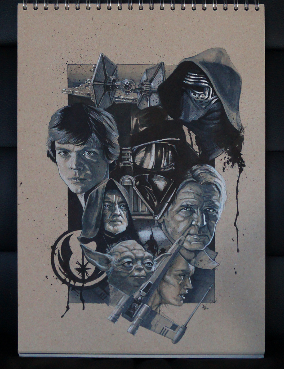 star wars Fan Art portrait copic marker luke Han Solo kylo ren rey yoda Obiwan jedi geek art poster art movie poster