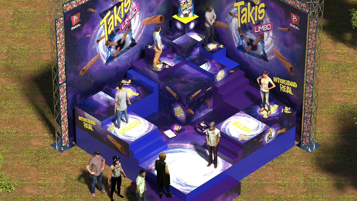 Takis booth Stand game Board festival Btl barcel Landmark activation