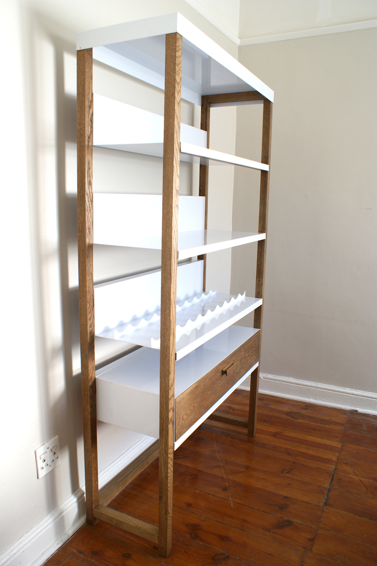 furniture Shelf freestanding wood oak sheet metal powder coating modular minimalist