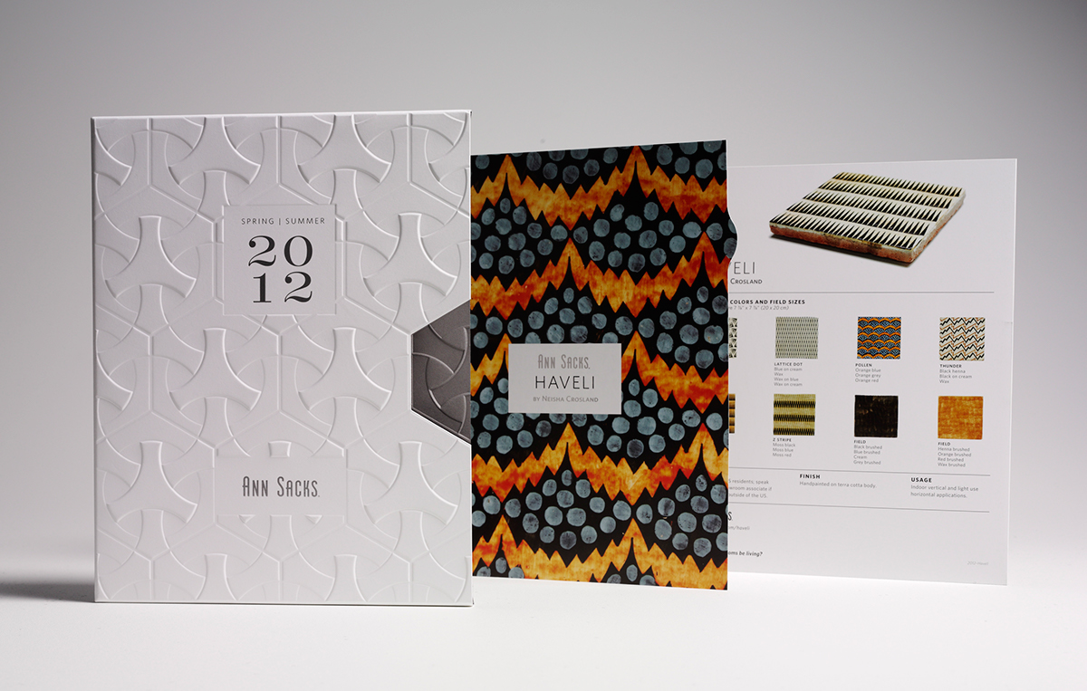 Adobe Portfolio Ann Sacks  pattern  emboss  foil stamping tiles folio Collateral print brochure sales tool