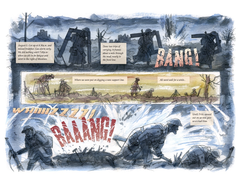 Graphic Novel history book Illustrator War New Zealand comic world war one ww1 flanders trenches soldier