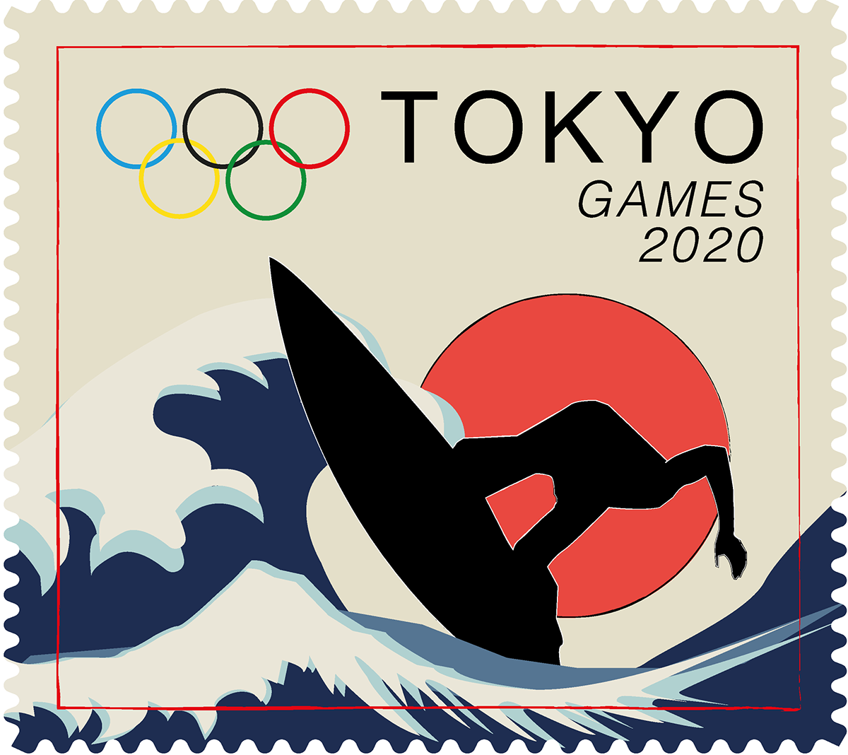 OLIMPIC stampdesign tokyo sport ILLUSTRATION  graphic design  sport illustration stamp Postage
