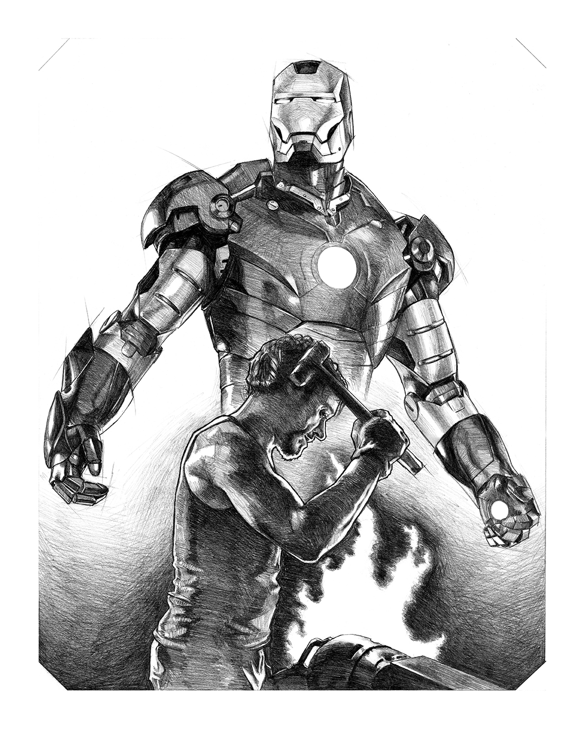 Iron Man 2 Pencil drawing by Paul Stowe | Artfinder