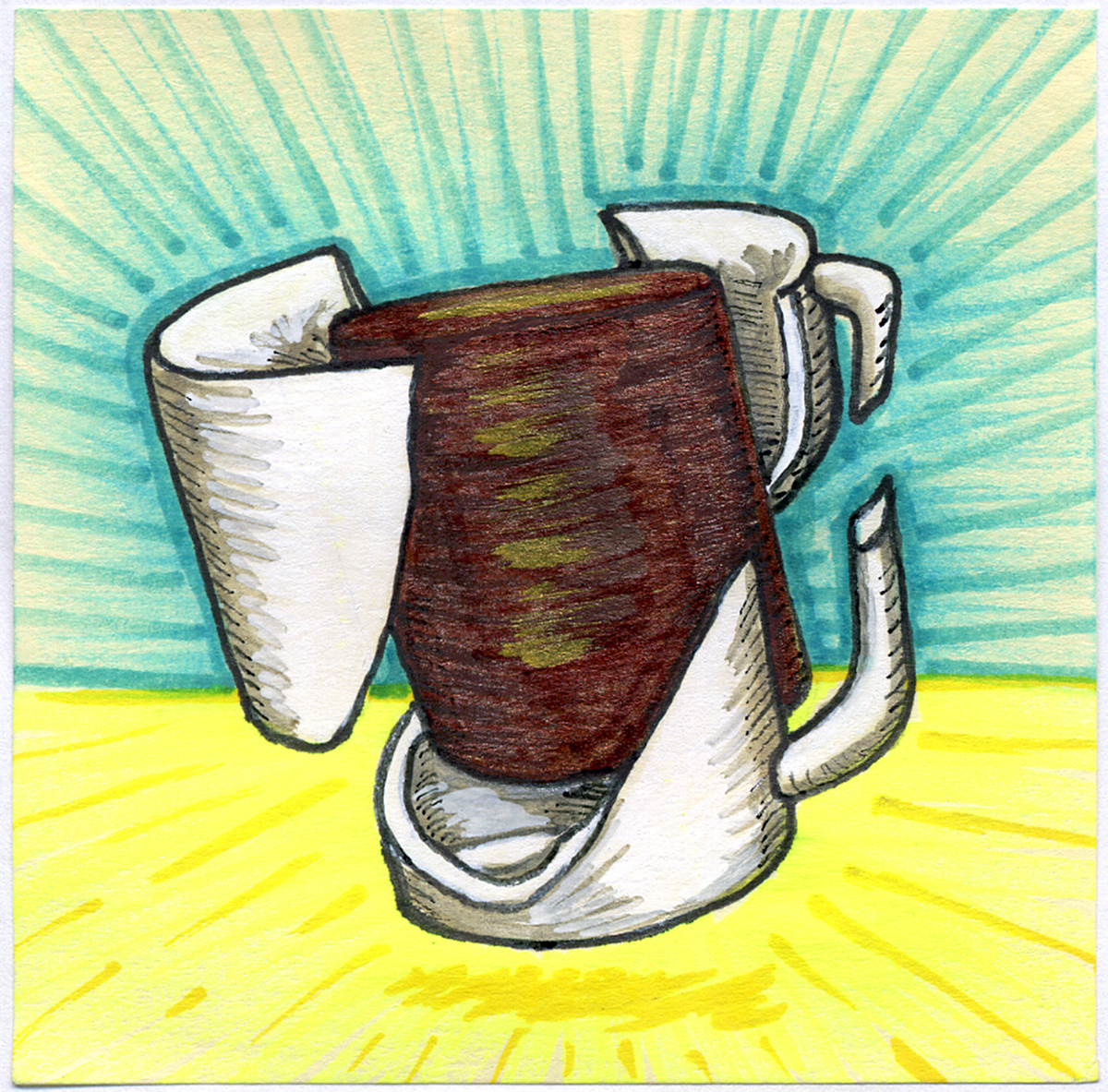 Drawing  Coffee post-it notes Marker ILLUSTRATION 