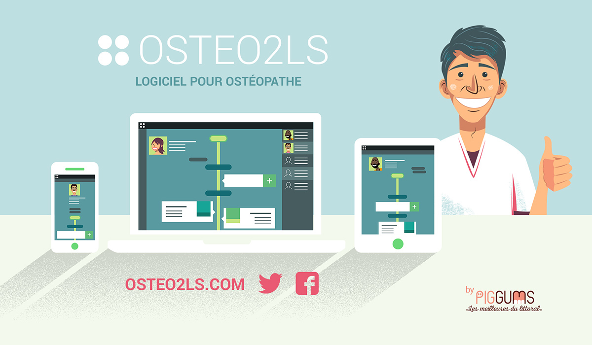 Osteopathy characters app UI medical