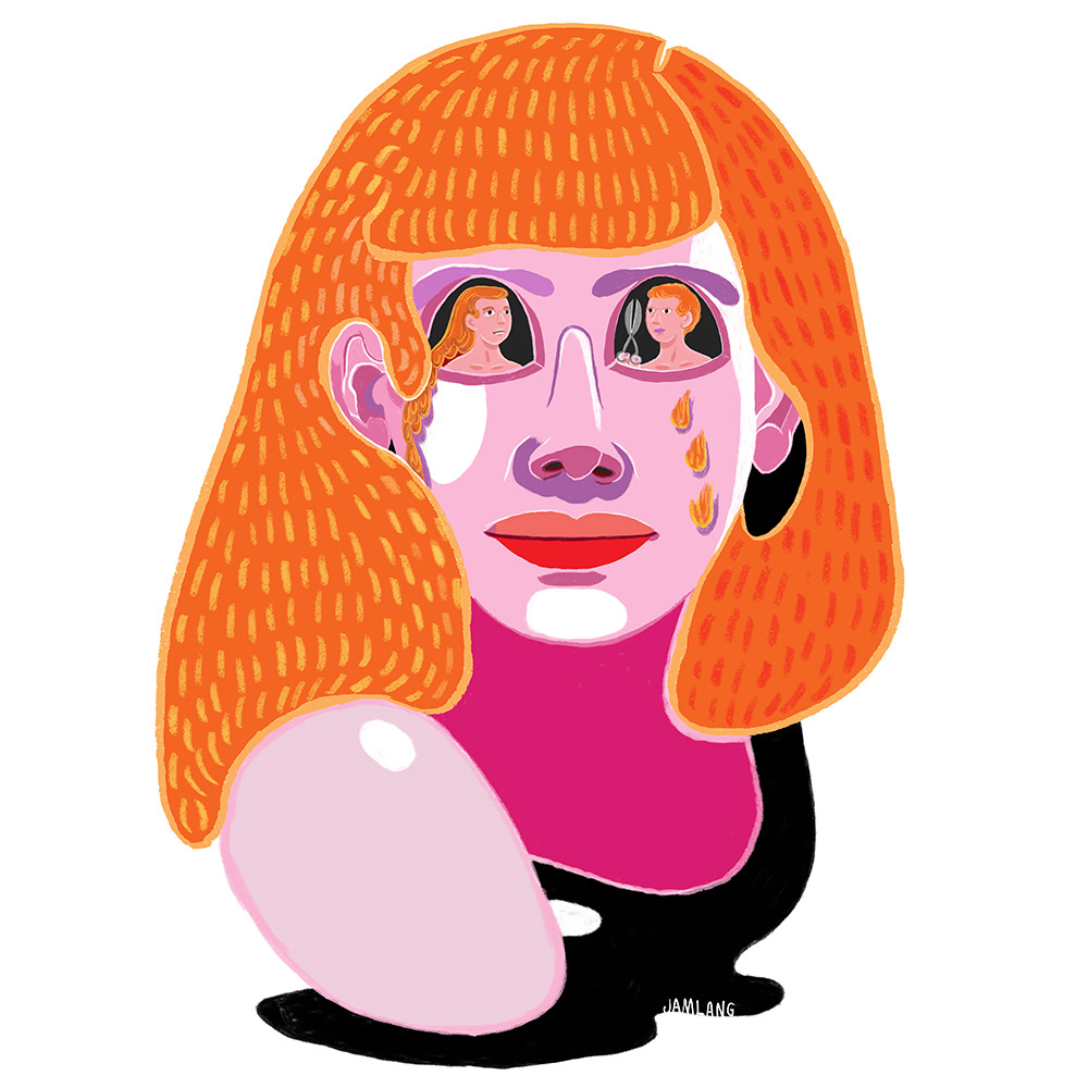 orange portrait woman ginger redhair profile