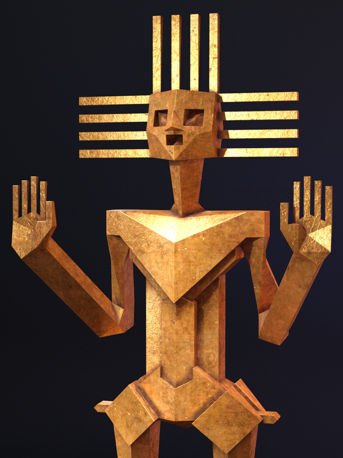 3D 3ds max artifact atacama gold mindák Render sculpture statue