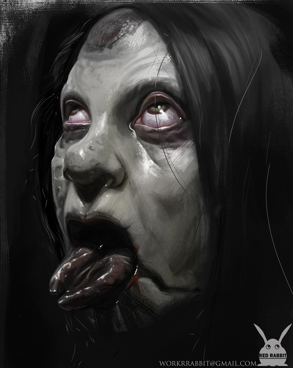 creepy demon digital girl monster portrait sketch study zombie
