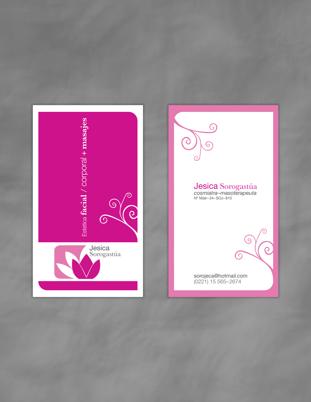 Identity System flyer logo bright flowery flower Lotus pink warm massage therapy identity brand business card handout pamphlet