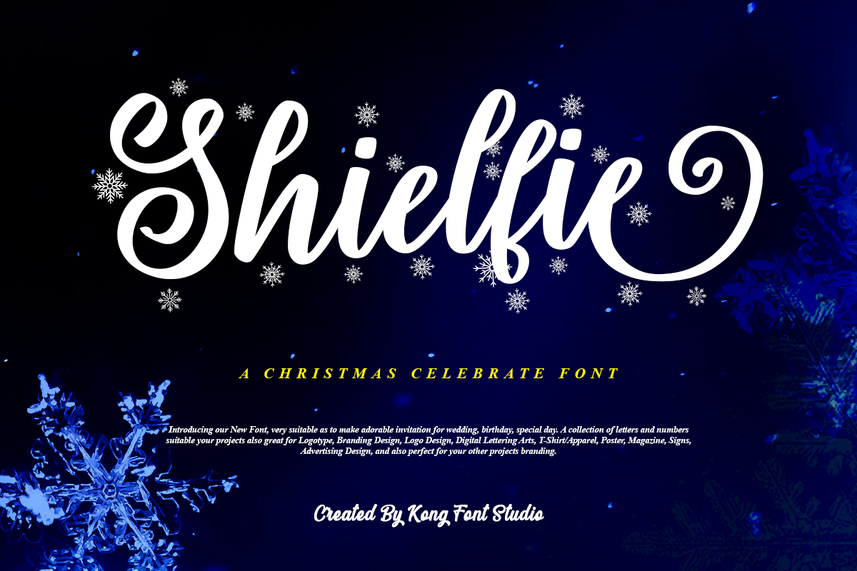 celebrate Christmas font giftbox merry new years party Script shielfie snow