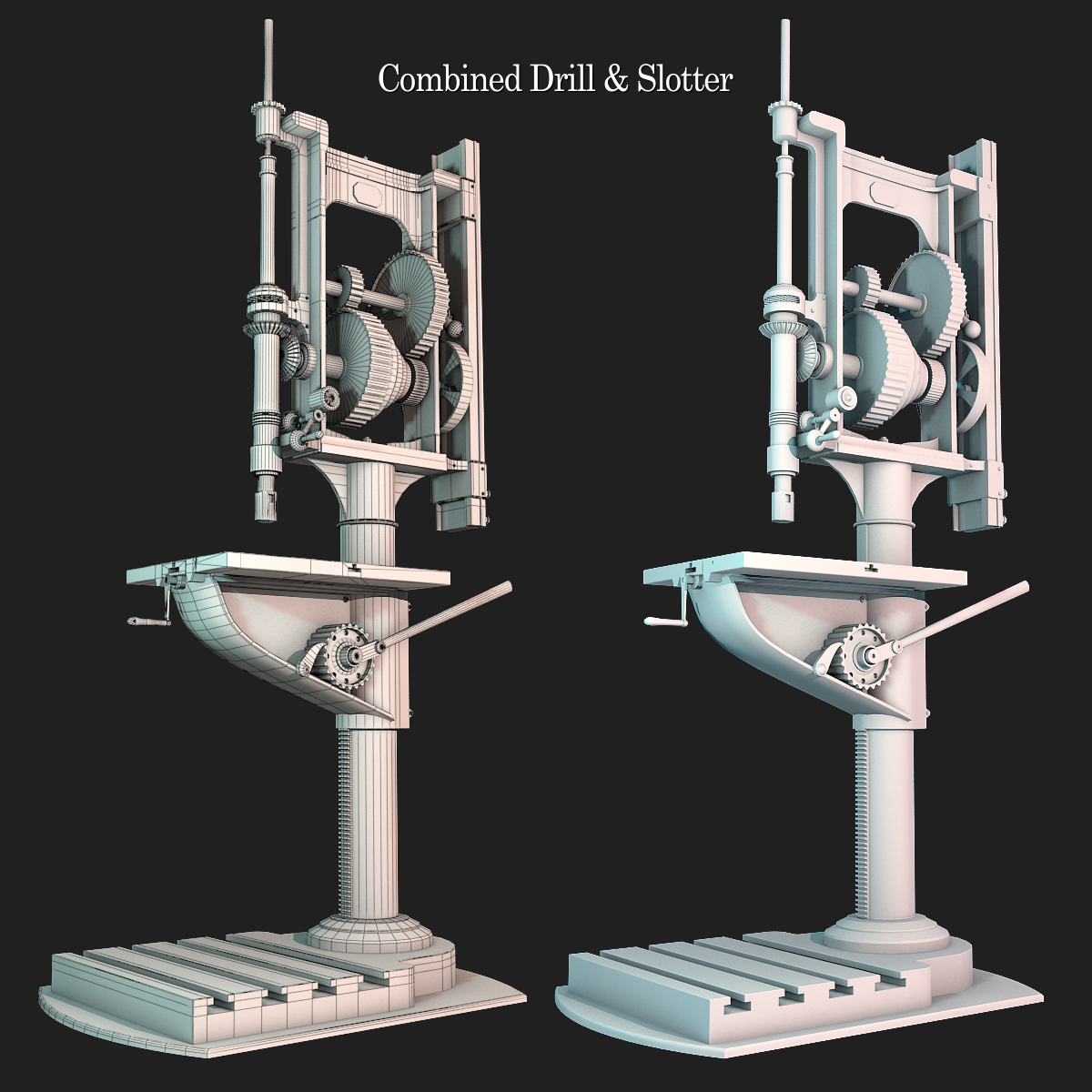 3ds max bells reaper 3D Modelling Low Poly mechanical locomotive train signal box drill