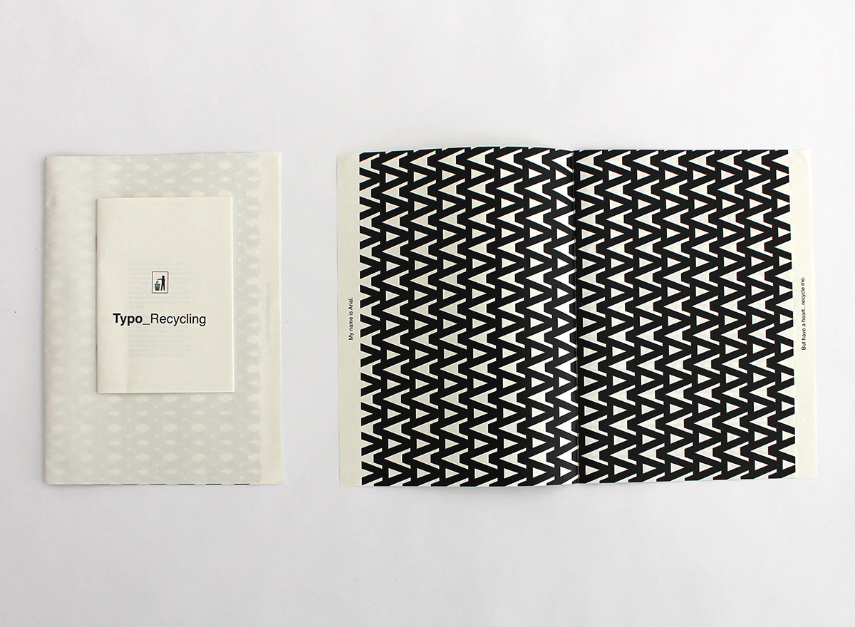 black and white arial recycling Patterns Mark Simmons typo