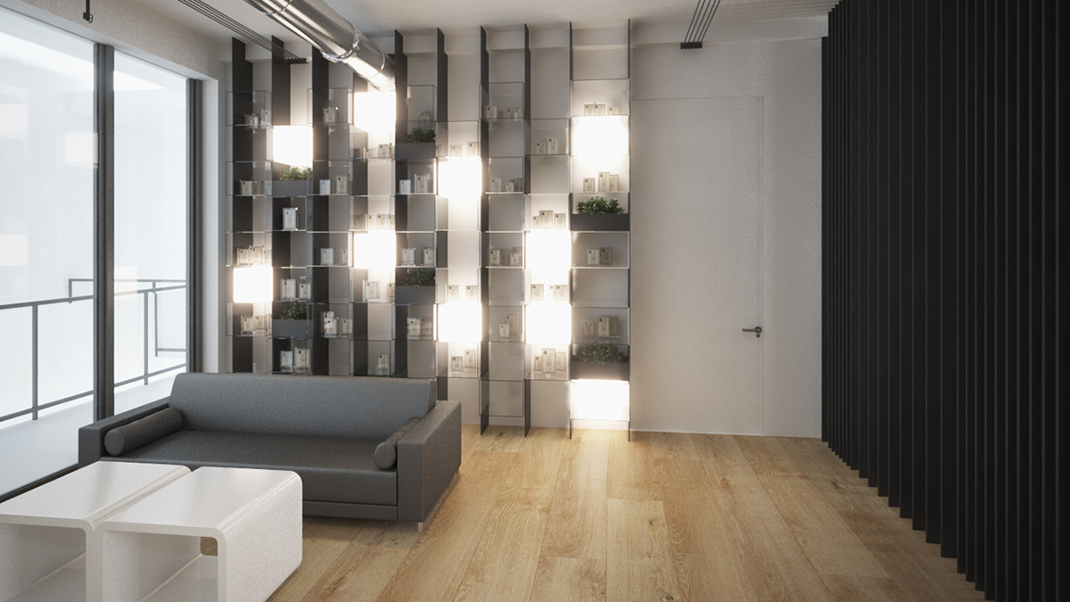 Interior Office Space berlin CFP modern minimal steel light cube design sinestezia