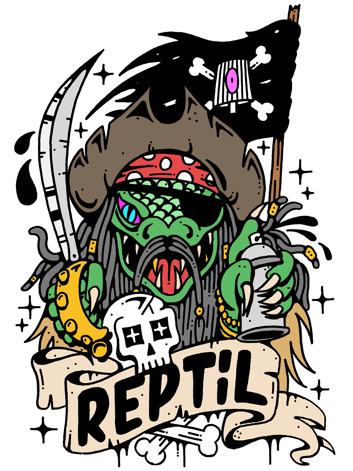 ILLUSTRATION  reptil Clothing sketch Graffiti streetart poster