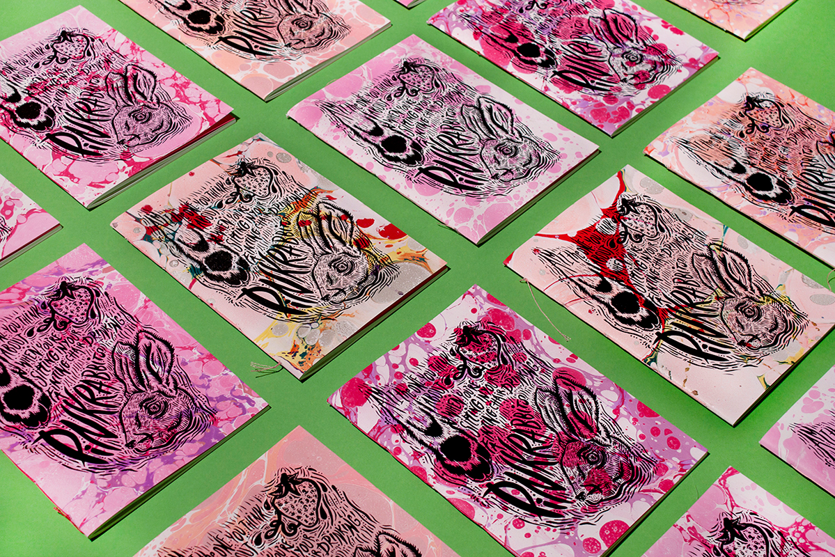 marbling notebooks handmade pink rabbits pinkrabbits thenational Lyrics silkscreen print song marbled paper pattern water ebru