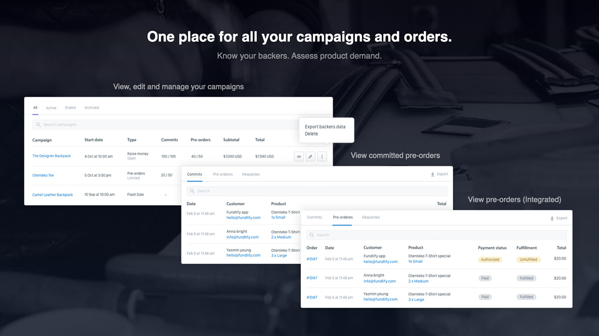crowdfunding Platform Shopify app application preorder Shopping Ecommerce brands brand Adobe Portfolio