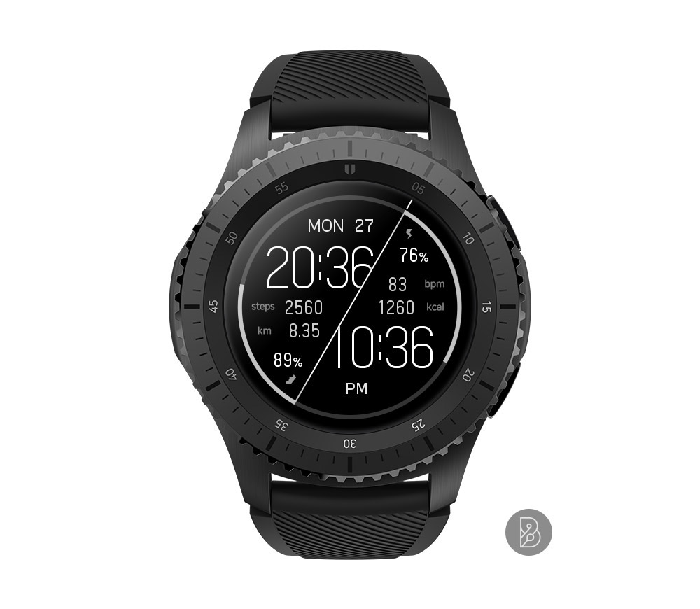 watchface smartwatch modern simple line design Samsung gears2 gears3 brunen