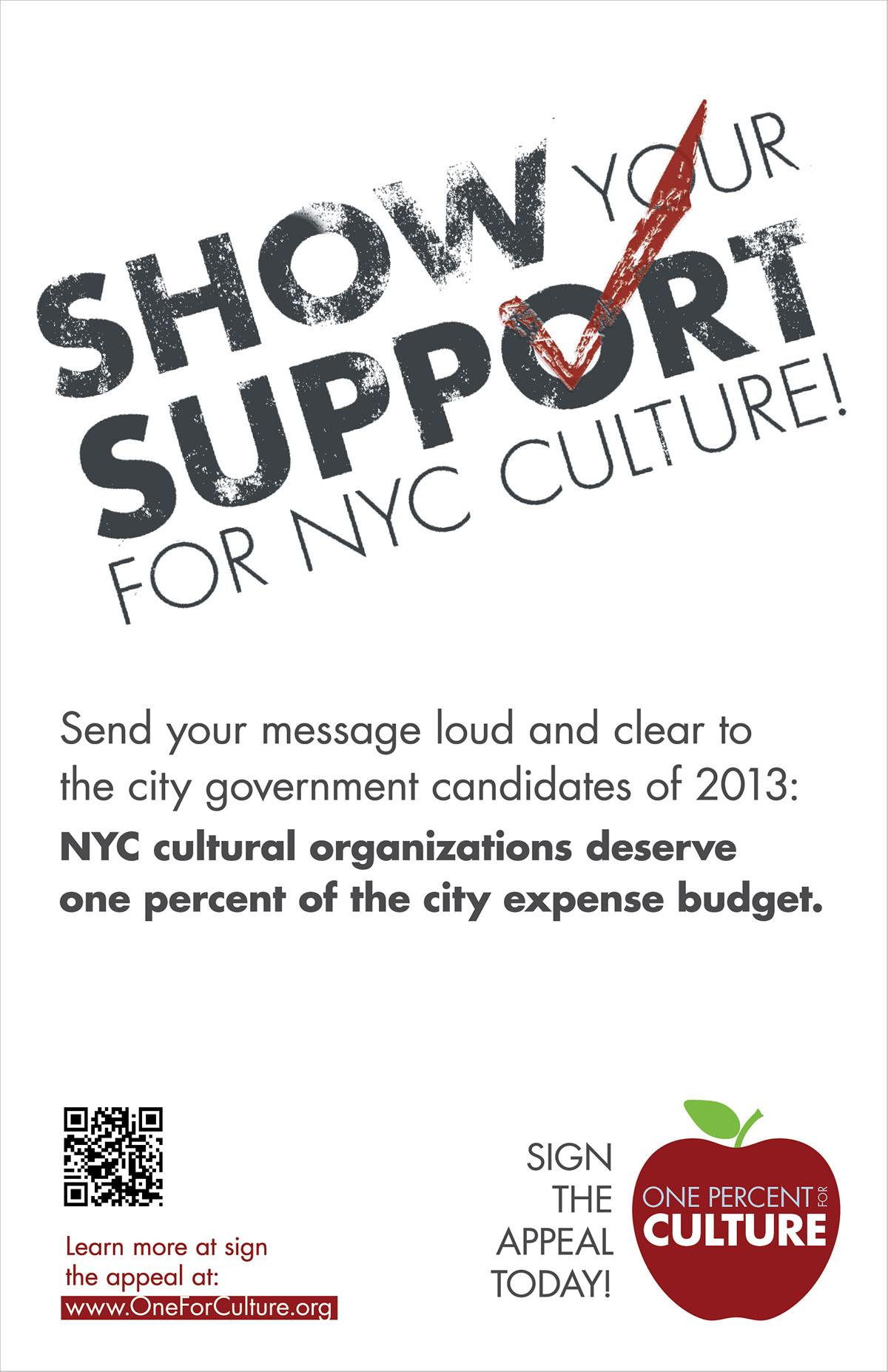 poster new york city culture one percent appeal support non-profit logo