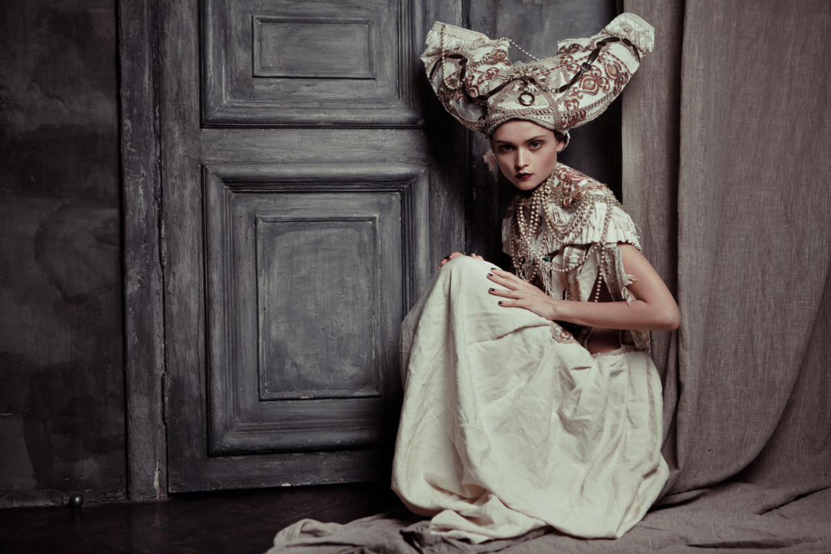 costume Stage designer headpiece clothes dress Theatre Folklore Slavic headdress gown agnieszka osipa ornaments