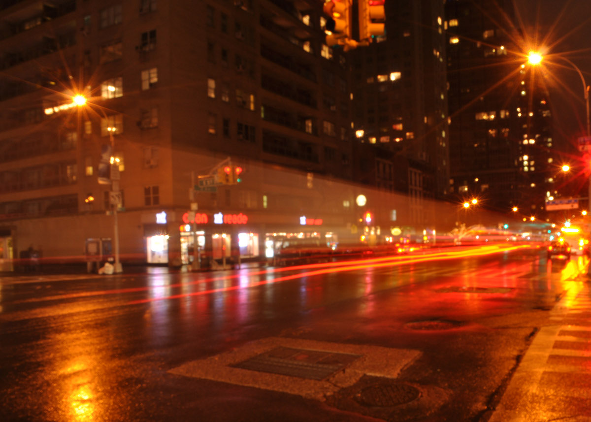 long exposure slowshutter light city New York nyc night fog haze Cars sunset Urban road SKY rain