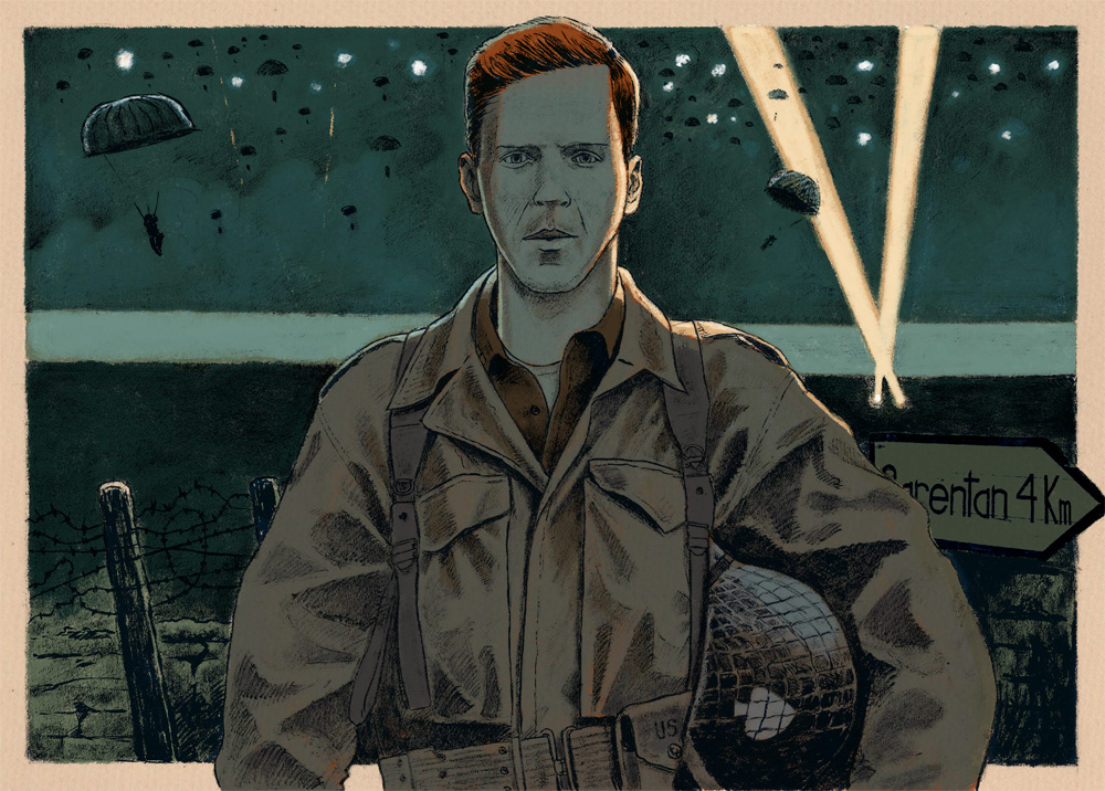 D-Day Dick Winters Normandy World war 2 Digital Artwork portrait